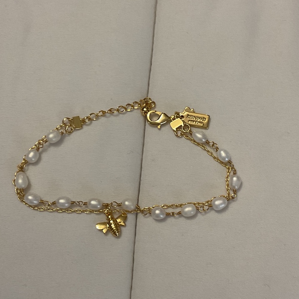 Kate Spade Gold and Pearl Charm Bracelet
